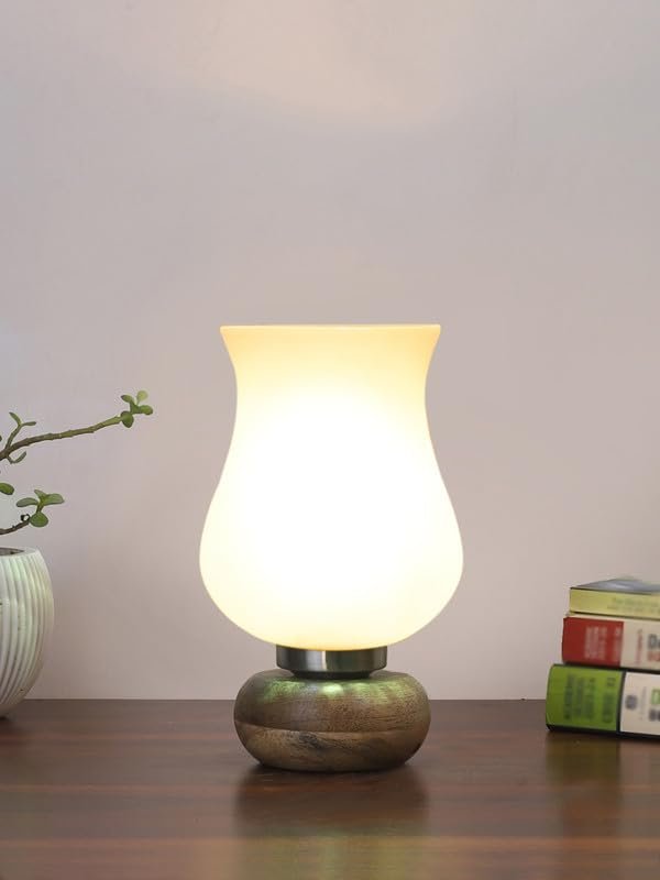 Multicolor Table Lamp | Artistic Mosaic Glass with Sturdy Wood Base | Decorative Ambient Light for Home D�cor | Perfect Blend of Modern & Traditional Style - Model DJJ17