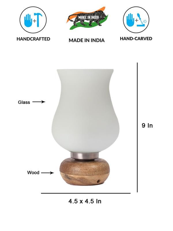 Multicolor Table Lamp | Artistic Mosaic Glass with Sturdy Wood Base | Decorative Ambient Light for Home D�cor | Perfect Blend of Modern & Traditional Style - Model DJJ17