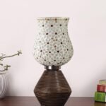 Multicolor Table Lamp | Artistic Mosaic Glass with Sturdy Wood Base | Decorative Ambient Light for Home D�cor | Perfect Blend of Modern & Traditional Style – Model DJK01