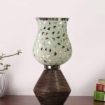 Multicolor Table Lamp | Artistic Mosaic Glass with Sturdy Wood Base | Decorative Ambient Light for Home D�cor | Perfect Blend of Modern & Traditional Style – Model DJK03