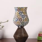 Multicolor Table Lamp | Artistic Mosaic Glass with Sturdy Wood Base | Decorative Ambient Light for Home D�cor | Perfect Blend of Modern & Traditional Style – Model DJK04