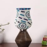 Multicolor Table Lamp | Artistic Mosaic Glass with Sturdy Wood Base | Decorative Ambient Light for Home D�cor | Perfect Blend of Modern & Traditional Style – Model DJK
