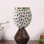 Multicolor Table Lamp | Artistic Mosaic Glass with Sturdy Wood Base | Decorative Ambient Light for Home D�cor | Perfect Blend of Modern & Traditional Style – Model DJK06