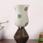 Multicolor Table Lamp | Artistic Mosaic Glass with Sturdy Wood Base | Decorative Ambient Light for Home D�cor | Perfect Blend of Modern & Traditional Style – Model DJK07