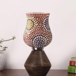 Multicolor Table Lamp | Artistic Mosaic Glass with Sturdy Wood Base | Decorative Ambient Light for Home D�cor | Perfect Blend of Modern & Traditional Style – Model DJK08
