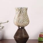 Multicolor Table Lamp | Artistic Mosaic Glass with Sturdy Wood Base | Decorative Ambient Light for Home D�cor | Perfect Blend of Modern & Traditional Style – Model DJK10