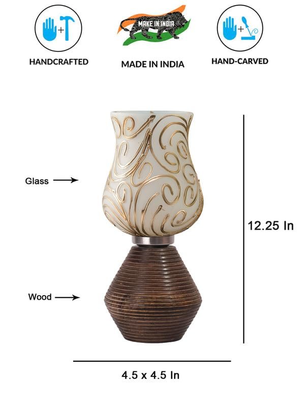 Multicolor Table Lamp | Artistic Mosaic Glass with Sturdy Wood Base | Decorative Ambient Light for Home D�cor | Perfect Blend of Modern & Traditional Style - Model DJK10
