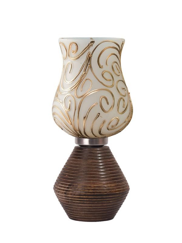Multicolor Table Lamp | Artistic Mosaic Glass with Sturdy Wood Base | Decorative Ambient Light for Home D�cor | Perfect Blend of Modern & Traditional Style - Model DJK10