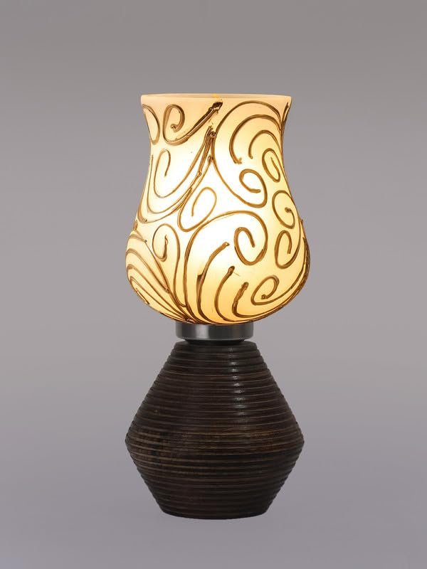 Multicolor Table Lamp | Artistic Mosaic Glass with Sturdy Wood Base | Decorative Ambient Light for Home D�cor | Perfect Blend of Modern & Traditional Style - Model DJK10