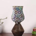 Multicolor Table Lamp | Artistic Mosaic Glass with Sturdy Wood Base | Decorative Ambient Light for Home D�cor | Perfect Blend of Modern & Traditional Style – Model DJK11