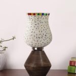 Multicolor Table Lamp | Artistic Mosaic Glass with Sturdy Wood Base | Decorative Ambient Light for Home D�cor | Perfect Blend of Modern & Traditional Style – Model DJK13