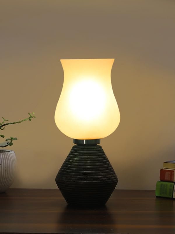 Multicolor Table Lamp | Artistic Mosaic Glass with Sturdy Wood Base | Decorative Ambient Light for Home D�cor | Perfect Blend of Modern & Traditional Style - Model DJK17
