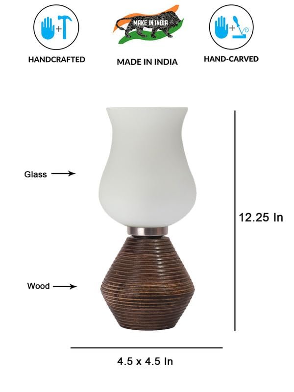 Multicolor Table Lamp | Artistic Mosaic Glass with Sturdy Wood Base | Decorative Ambient Light for Home D�cor | Perfect Blend of Modern & Traditional Style - Model DJK17