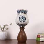 Multicolor Table Lamp | Artistic Mosaic Glass with Sturdy Wood Base | Decorative Ambient Light for Home D�cor | Perfect Blend of Modern & Traditional Style – Model DJM00