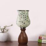 Multicolor Table Lamp | Artistic Mosaic Glass with Sturdy Wood Base | Decorative Ambient Light for Home D�cor | Perfect Blend of Modern & Traditional Style – Model DJM03