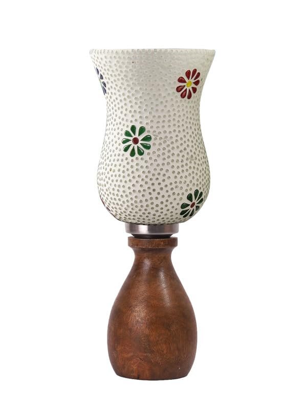 Multicolor Table Lamp | Artistic Mosaic Glass with Sturdy Wood Base | Decorative Ambient Light for Home D�cor | Perfect Blend of Modern & Traditional Style - Model DJM07