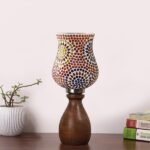 Multicolor Table Lamp | Artistic Mosaic Glass with Sturdy Wood Base | Decorative Ambient Light for Home D�cor | Perfect Blend of Modern & Traditional Style – Model DJM08