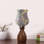 Multicolor Table Lamp | Artistic Mosaic Glass with Sturdy Wood Base | Decorative Ambient Light for Home D�cor | Perfect Blend of Modern & Traditional Style – Model DJM12
