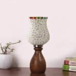 Multicolor Table Lamp | Artistic Mosaic Glass with Sturdy Wood Base | Decorative Ambient Light for Home D�cor | Perfect Blend of Modern & Traditional Style – Model DJM13