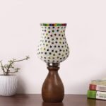 Multicolor Table Lamp | Artistic Mosaic Glass with Sturdy Wood Base | Decorative Ambient Light for Home D�cor | Perfect Blend of Modern & Traditional Style – Model DJM14