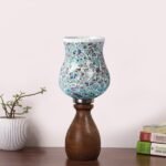 Multicolor Table Lamp | Artistic Mosaic Glass with Sturdy Wood Base | Decorative Ambient Light for Home D�cor | Perfect Blend of Modern & Traditional Style – Model DJM16