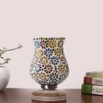 Multicolor Table Lamp | Artistic Mosaic Glass with Sturdy Wood Base | Decorative Ambient Light for Home D�cor | Perfect Blend of Modern & Traditional Style – Model DJP04