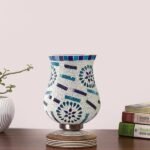 Multicolor Table Lamp | Artistic Mosaic Glass with Sturdy Wood Base | Decorative Ambient Light for Home D�cor | Perfect Blend of Modern & Traditional Style – Model DJP