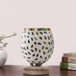 Multicolor Table Lamp | Artistic Mosaic Glass with Sturdy Wood Base | Decorative Ambient Light for Home D�cor | Perfect Blend of Modern & Traditional Style – Model DJP06