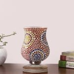 Multicolor Table Lamp | Artistic Mosaic Glass with Sturdy Wood Base | Decorative Ambient Light for Home D�cor | Perfect Blend of Modern & Traditional Style – Model DJP08