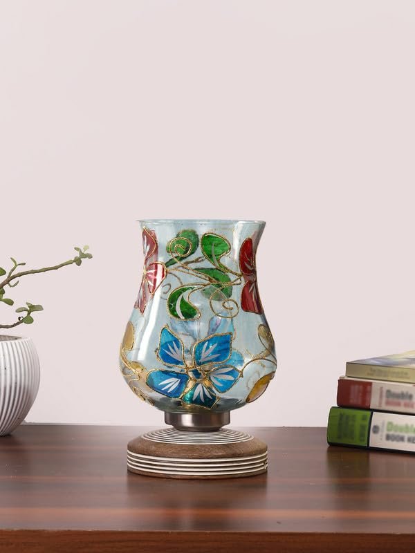 Multicolor Table Lamp | Artistic Mosaic Glass with Sturdy Wood Base | Decorative Ambient Light for Home D�cor | Perfect Blend of Modern & Traditional Style - Model DJP09