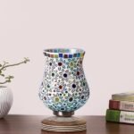 Multicolor Table Lamp | Artistic Mosaic Glass with Sturdy Wood Base | Decorative Ambient Light for Home D�cor | Perfect Blend of Modern & Traditional Style – Model DJP15