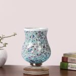 Multicolor Table Lamp | Artistic Mosaic Glass with Sturdy Wood Base | Decorative Ambient Light for Home D�cor | Perfect Blend of Modern & Traditional Style – Model DJP16