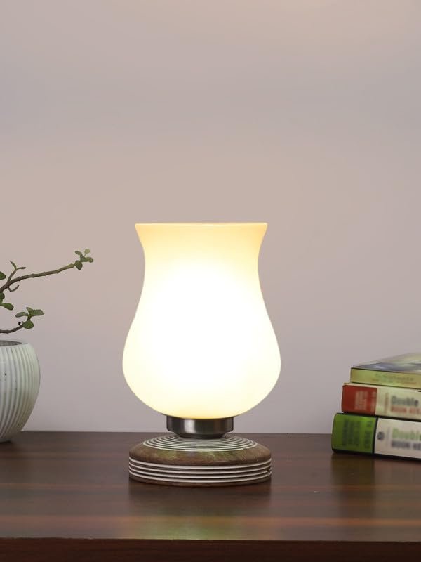 Multicolor Table Lamp | Artistic Mosaic Glass with Sturdy Wood Base | Decorative Ambient Light for Home D�cor | Perfect Blend of Modern & Traditional Style - Model DJP17