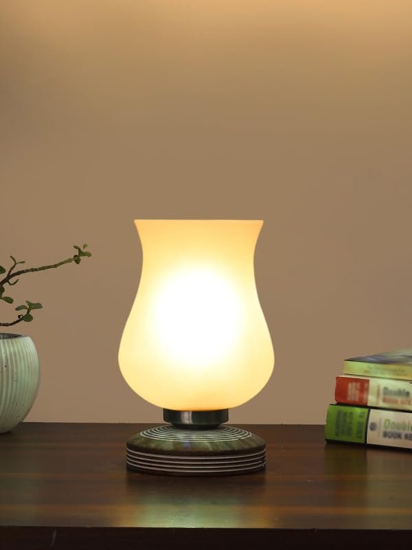 Multicolor Table Lamp | Artistic Mosaic Glass with Sturdy Wood Base | Decorative Ambient Light for Home D�cor | Perfect Blend of Modern & Traditional Style - Model DJP17