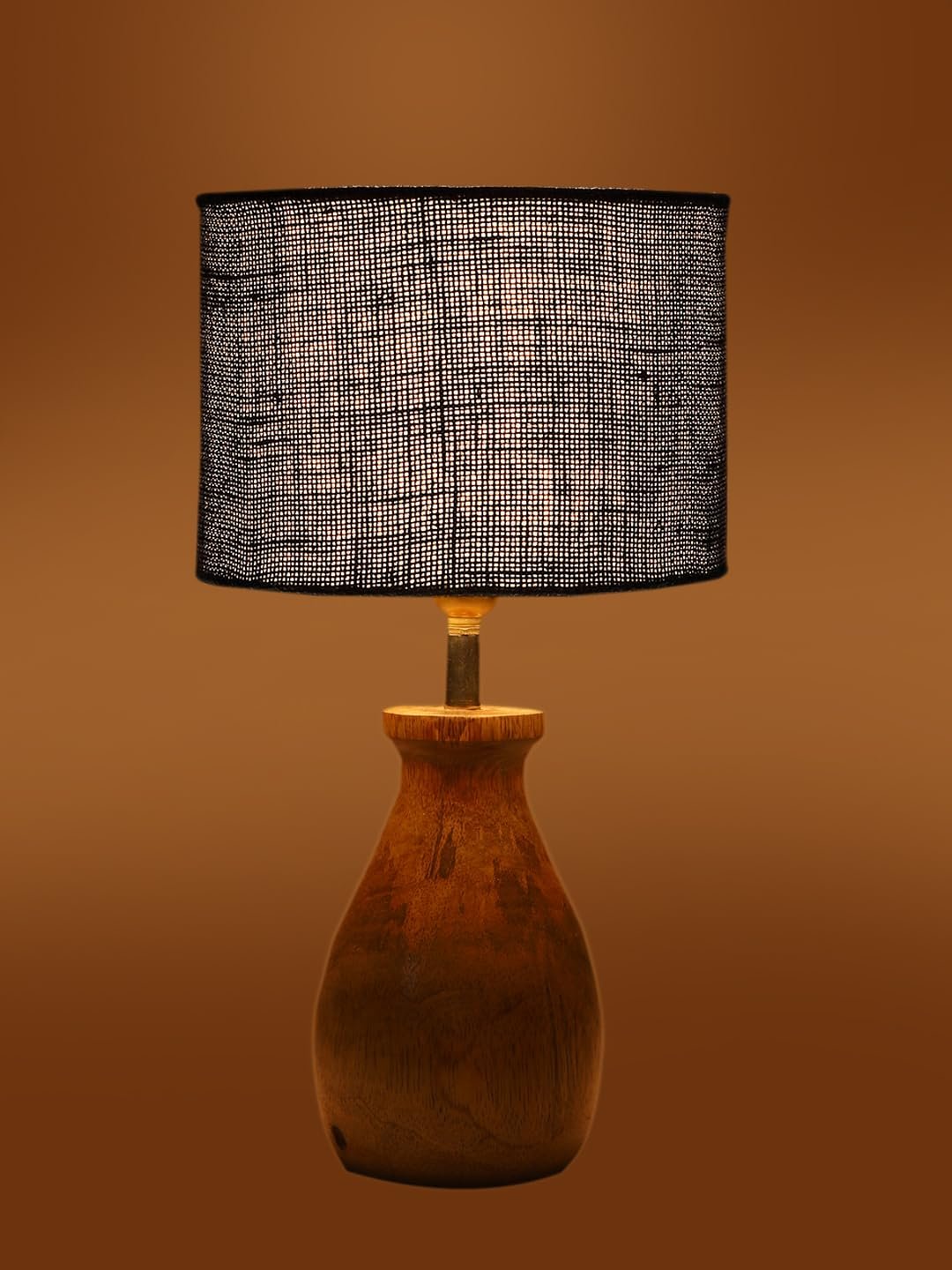 Blue Jute Table lamp with Wood Natural Base (7x13 inches)-13