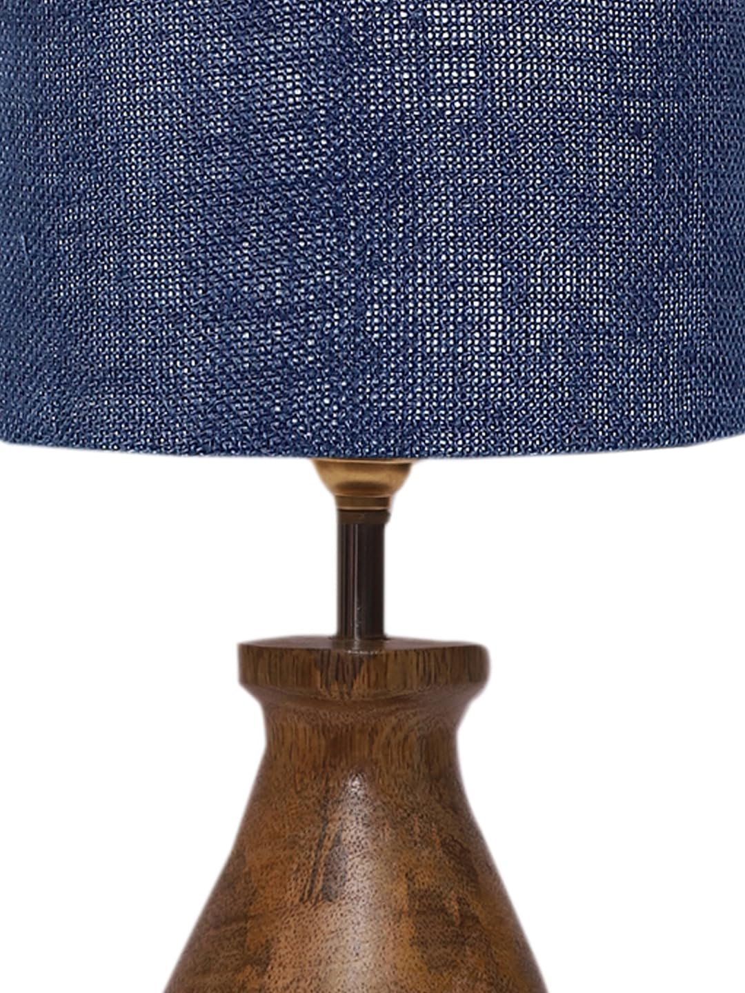 Blue Jute Table lamp with Wood Natural Base (7x13 inches)-13