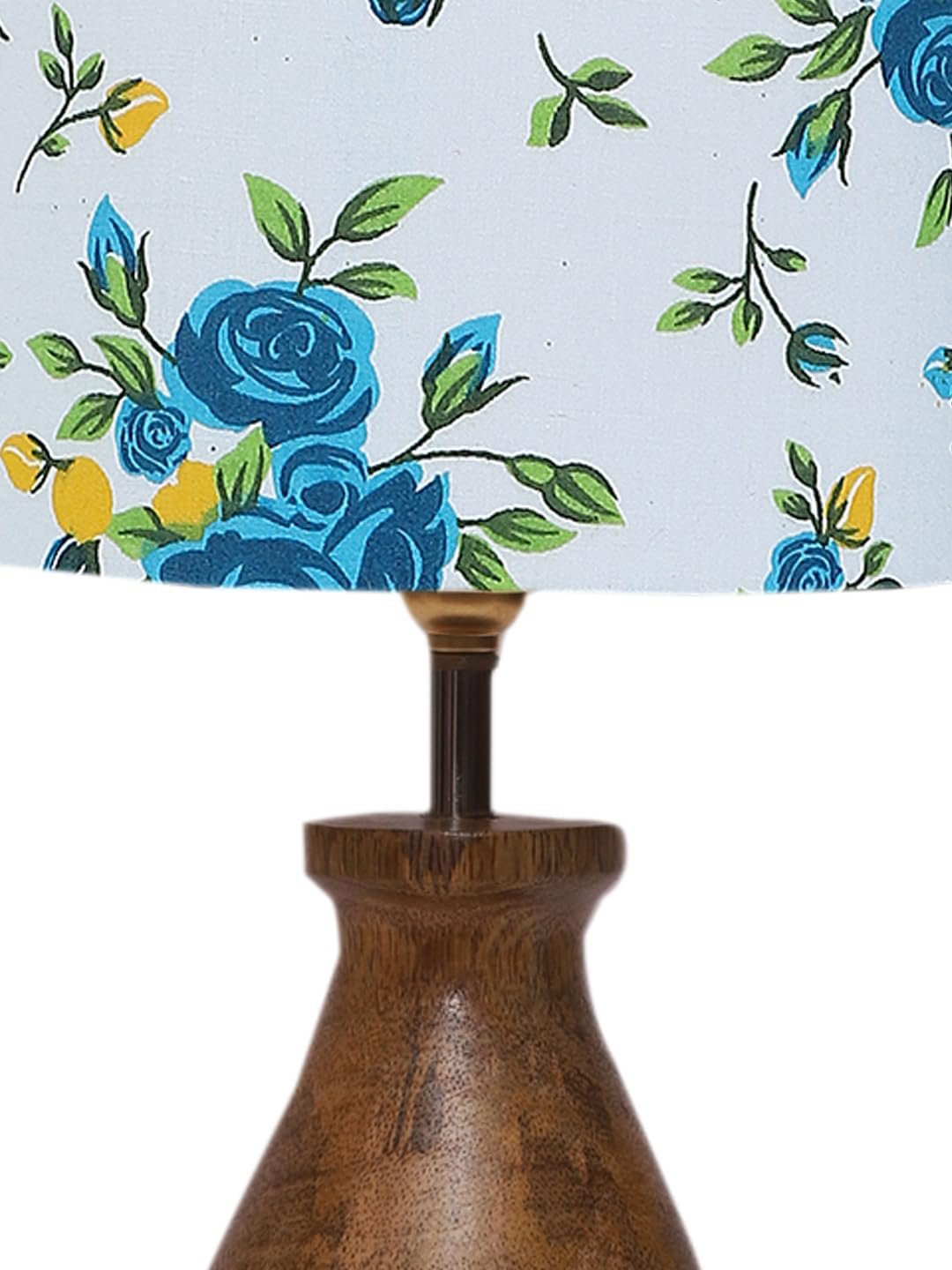 Multicolor Cotton Table lamp with Wood Natural Base (7x13 inches)-14