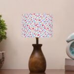 Multicolor Cotton Table lamp with Wood Natural Base (7×13 inches)-16