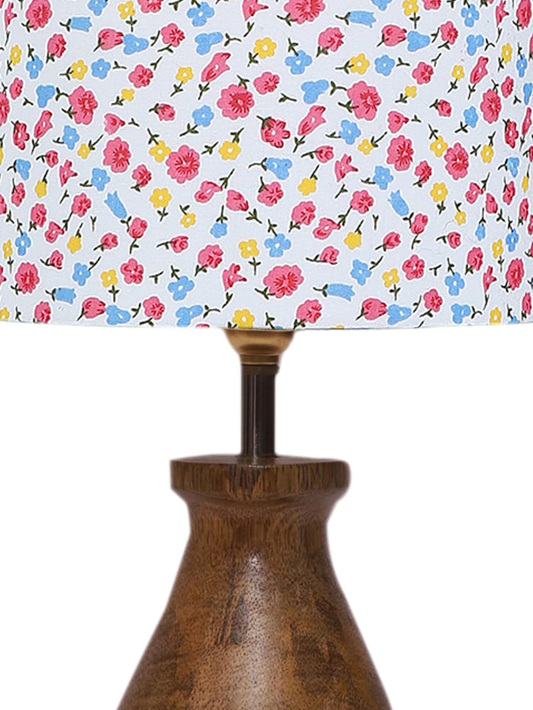 Multicolor Cotton Table lamp with Wood Natural Base (7x13 inches)-16