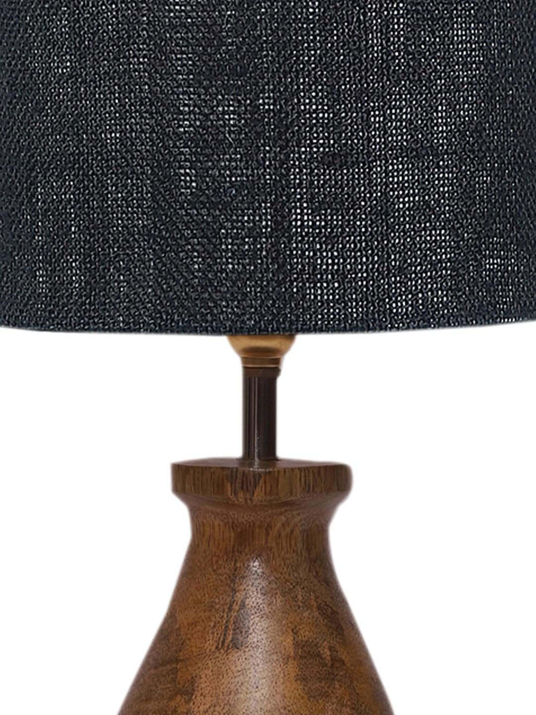 Black Jute Table lamp with Wood Natural Base (7x13 inches)-18