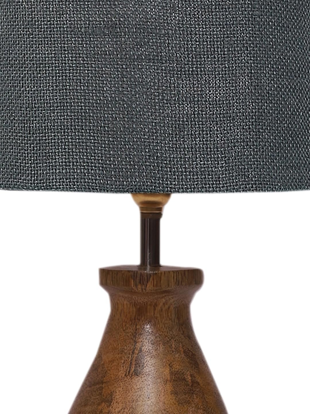 Grey Jute Table lamp with Wood Natural Base (7x13 inches)-20