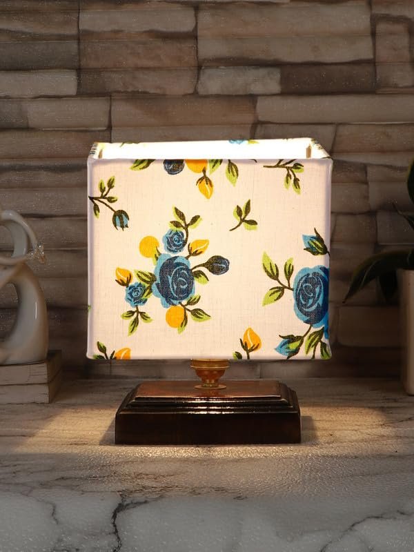Multicolor Table Lamp | Artistic Mosaic Glass with Sturdy Wood Base | Decorative Ambient Light for Home D�cor | Perfect Blend of Modern & Traditional Style - Model DKK79