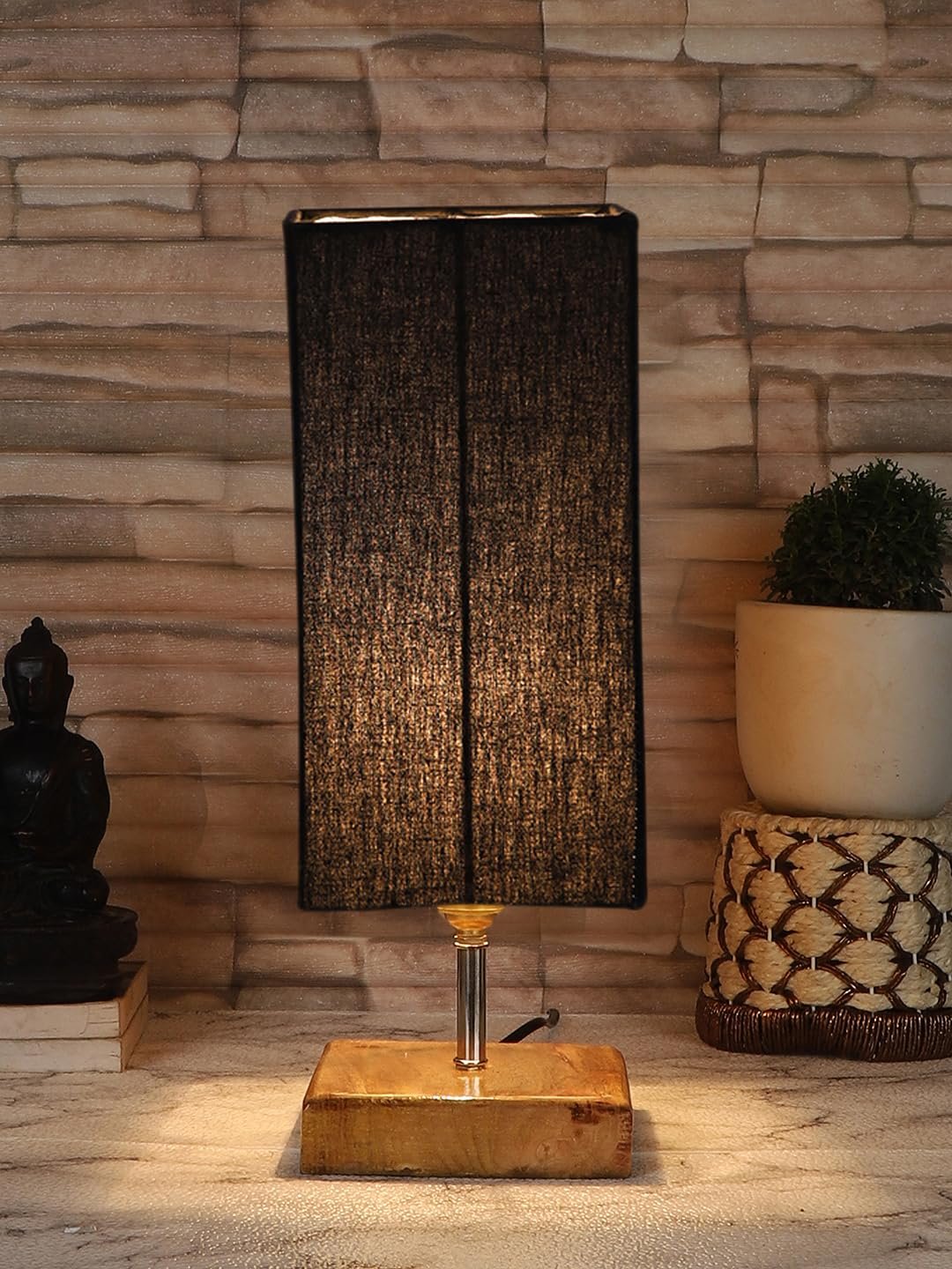 Multicolor Table Lamp | Artistic Mosaic Glass with Sturdy Wood Base | Decorative Ambient Light for Home D�cor | Perfect Blend of Modern & Traditional Style - Model DKK84