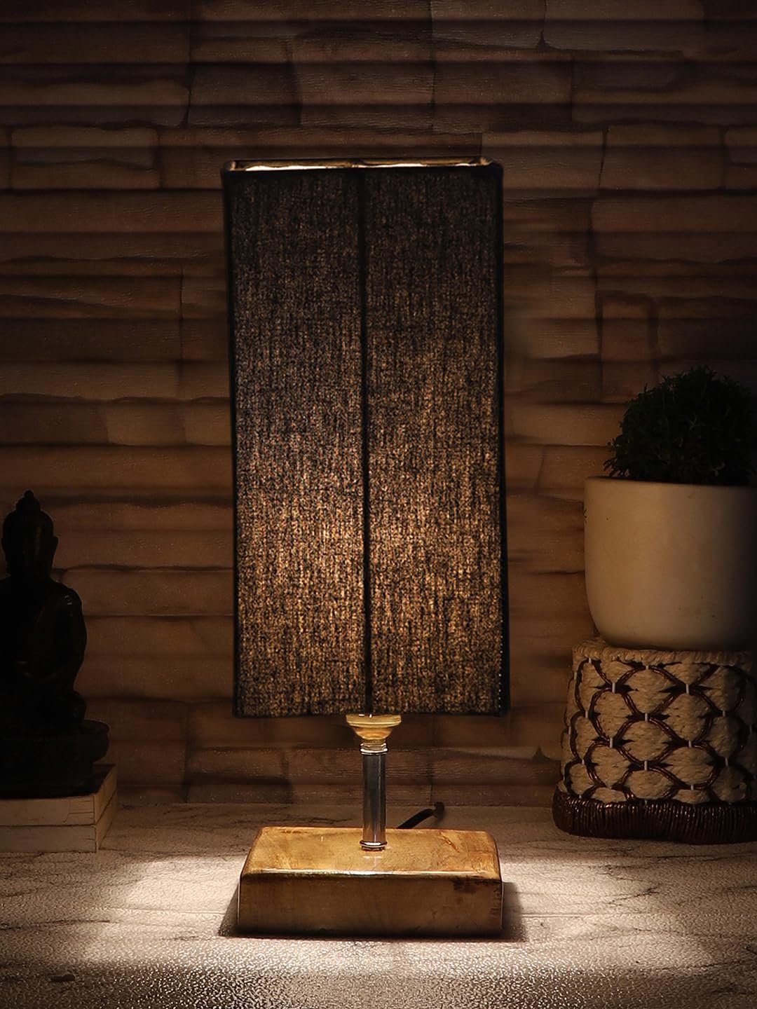 Multicolor Table Lamp | Artistic Mosaic Glass with Sturdy Wood Base | Decorative Ambient Light for Home D�cor | Perfect Blend of Modern & Traditional Style - Model DKK84