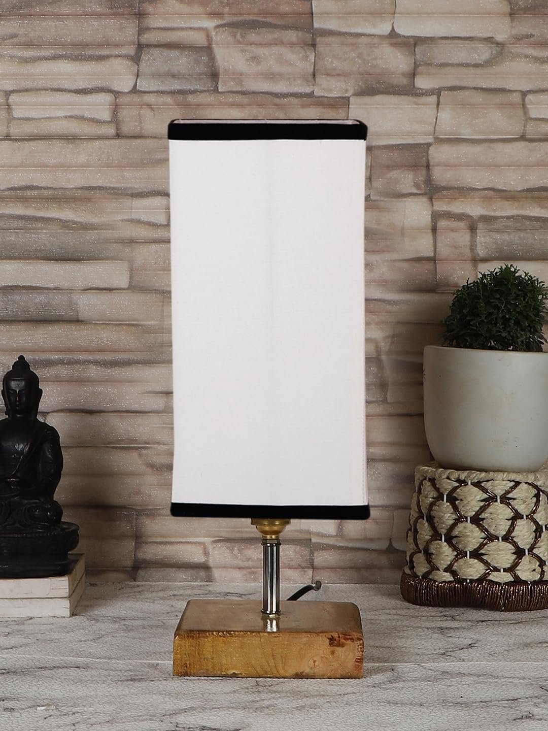 Multicolor Table Lamp | Artistic Mosaic Glass with Sturdy Wood Base | Decorative Ambient Light for Home D�cor | Perfect Blend of Modern & Traditional Style - Model DKK89