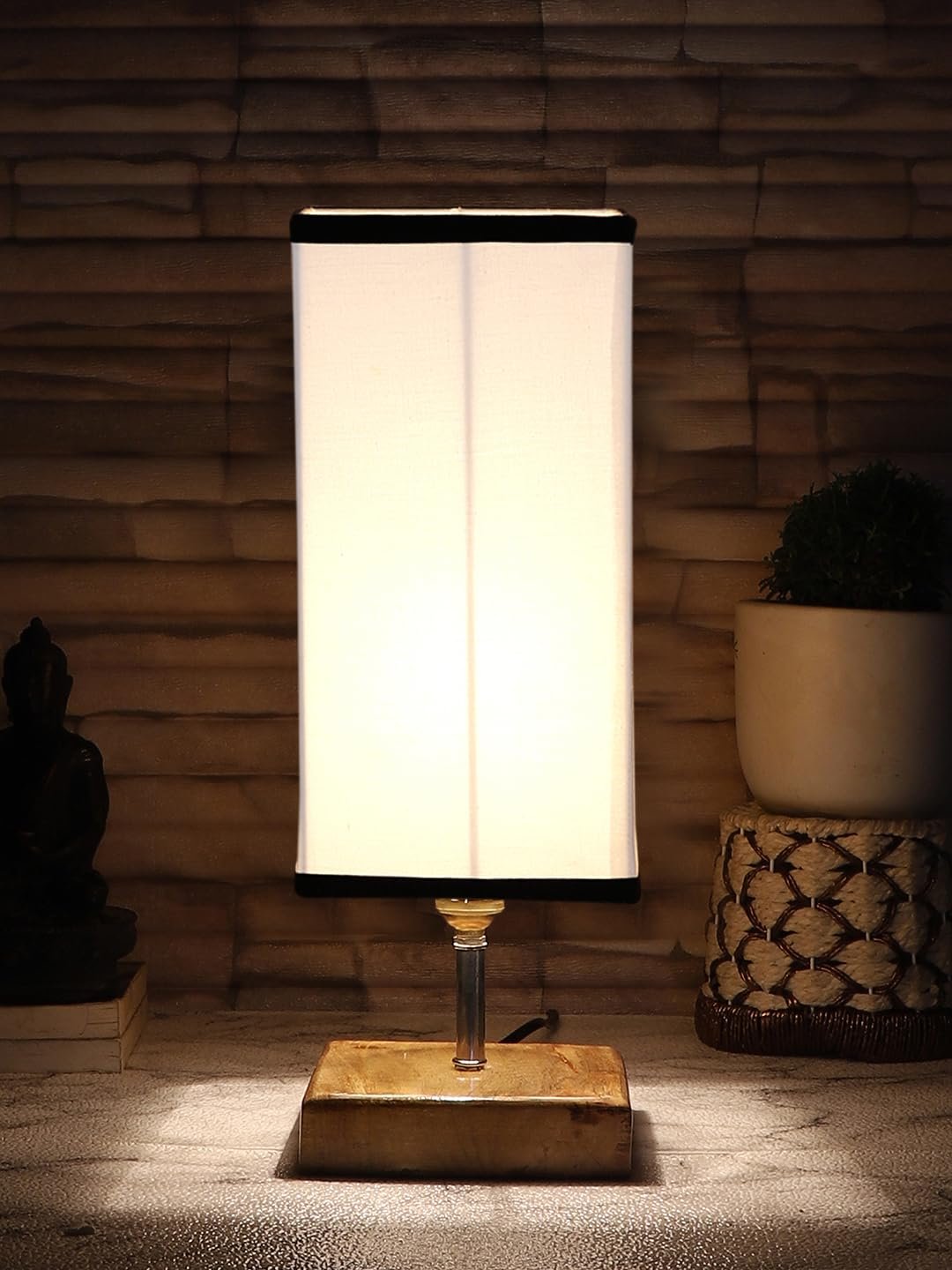 Multicolor Table Lamp | Artistic Mosaic Glass with Sturdy Wood Base | Decorative Ambient Light for Home D�cor | Perfect Blend of Modern & Traditional Style - Model DKK89