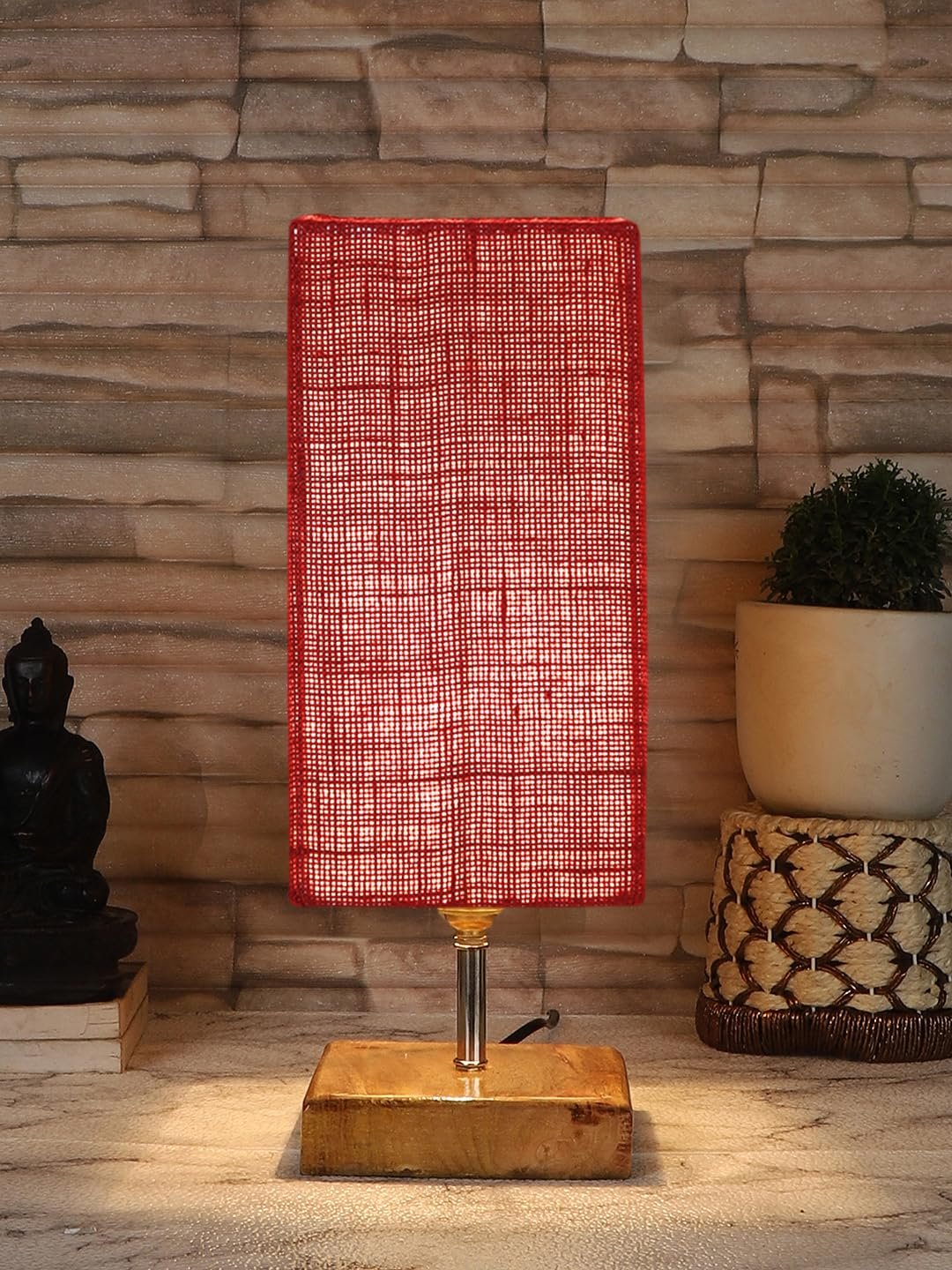 Multicolor Table Lamp | Artistic Mosaic Glass with Sturdy Wood Base | Decorative Ambient Light for Home D�cor | Perfect Blend of Modern & Traditional Style - Model DKK90