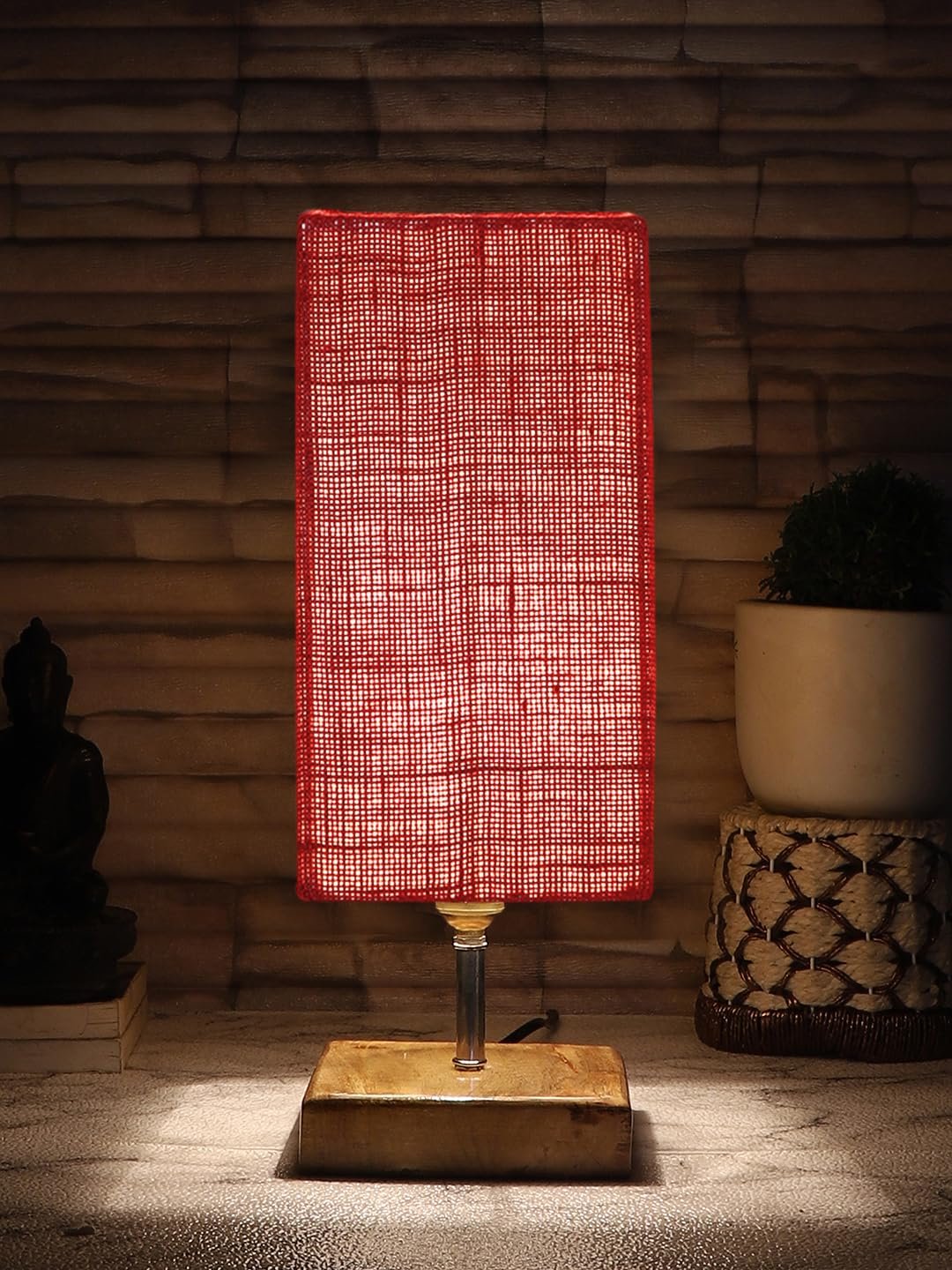 Multicolor Table Lamp | Artistic Mosaic Glass with Sturdy Wood Base | Decorative Ambient Light for Home D�cor | Perfect Blend of Modern & Traditional Style - Model DKK90