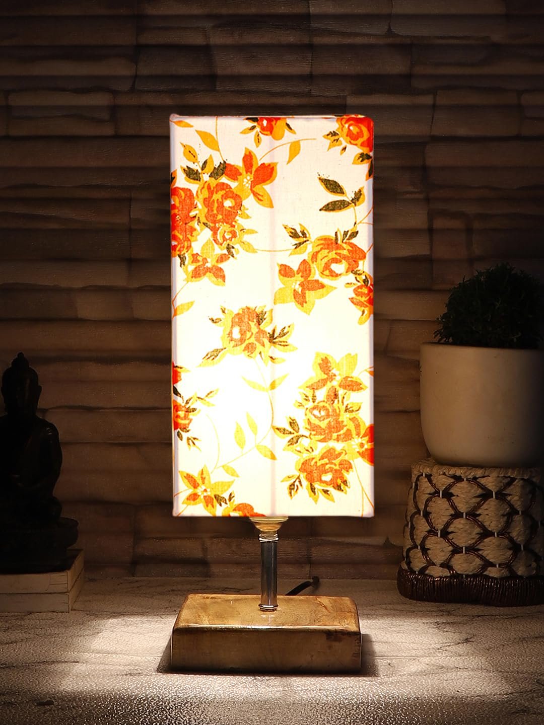 Multicolor Table Lamp | Artistic Mosaic Glass with Sturdy Wood Base | Decorative Ambient Light for Home D�cor | Perfect Blend of Modern & Traditional Style - Model DKK96