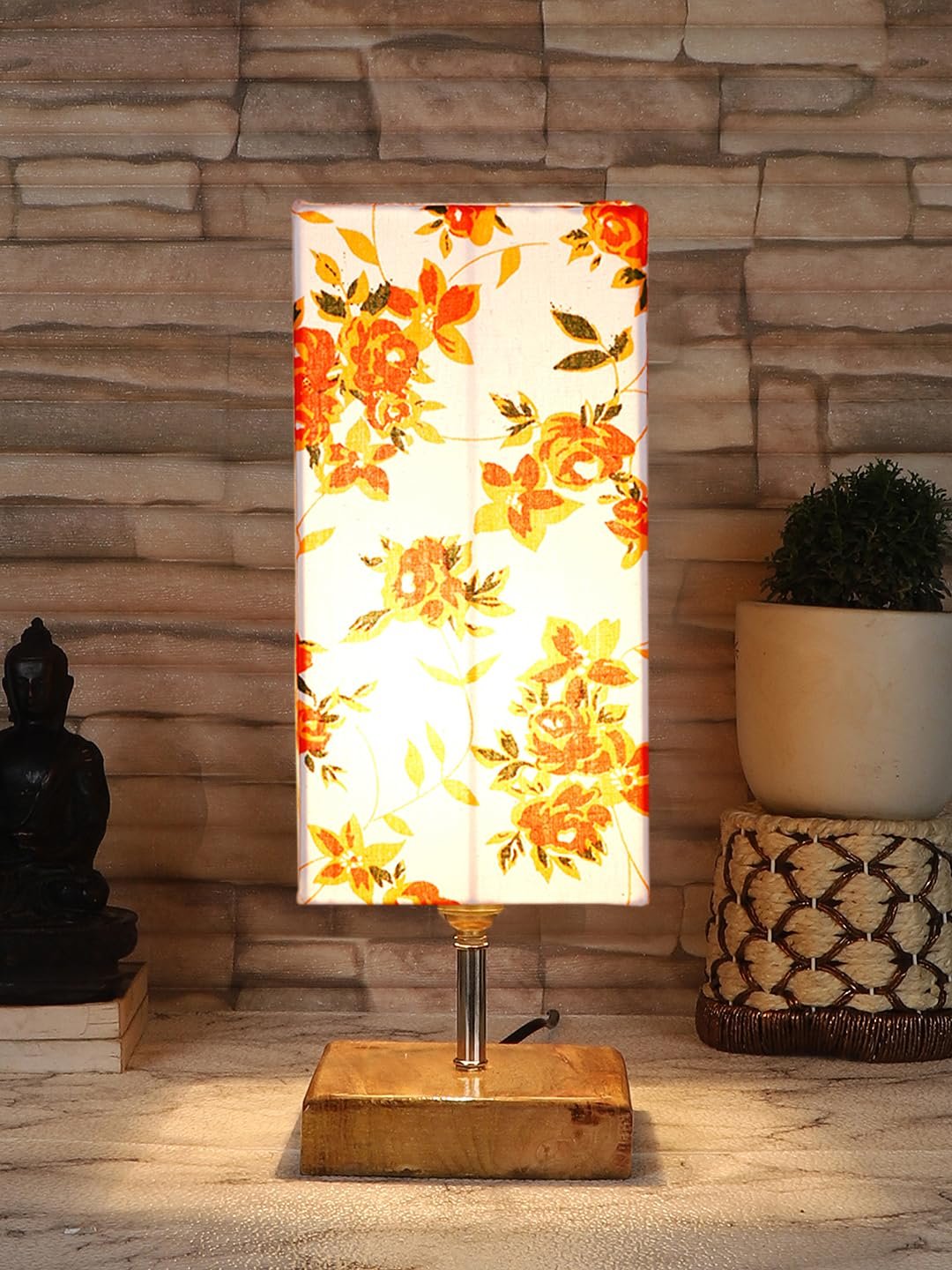Multicolor Table Lamp | Artistic Mosaic Glass with Sturdy Wood Base | Decorative Ambient Light for Home D�cor | Perfect Blend of Modern & Traditional Style - Model DKK96